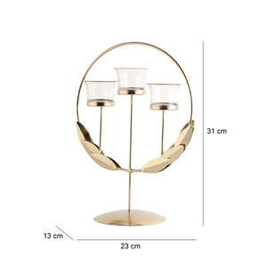 Luxury Metal and Glass Triple Votive Candle Holder <b>Decorative</b> <b>Table</b> Centerpiece for Home Wedding Event <b>Decor</b> - Product Image 6