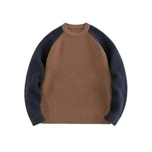 Sweat-shirt à col rond pour homme, en laine jacquard surdimensionnée, en polaire, écologique, coupe-vent, respirant, motif uni, pour l'hiver - Product Image 1