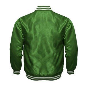Chaqueta Varsity Verde Satinada para Hombre, Corte Regular, Color Sólido, Cierre de Botones, Prenda Exterior Informal, Impermeable, Estilo Vintage, Seda/Algodón, Invierno - Product Image 4