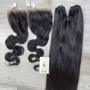 Wholesale <b>Bleached</b> Knots Raw Vietnamese Human Hair Natural Body Wave Bundles Double Drawn Machine Weft Extensions - Product Image 4