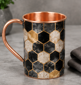 <b>Copper</b> <b>Mugs</b> Hexagon Pattern Bohemian Style Drinkware Home Decor Handle Design Geometric Emerald Hexagon Honeycomb <b>Copper</b> <b>Mug</b> - Product Image 3