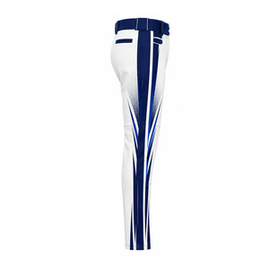 Pantalones de Béisbol Sublimados, Corte Ajustado, Transpirables, de Secado Rápido, Diseño a Rayas con Bolsillos, Patrón Blanco y Azul, Venta al Por Mayor - Product Image 4