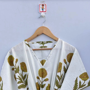 Robe longue en coton pur pour femmes, vêtements de nuit, design tendance, robe longue ample à imprimé, robe kaftan maxi pour femmes - Product Image 1