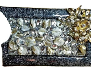 Pochette en laiton de créateur faite à la main en nacre naturelle sac de soirée artisanat de luxe motif pierre au prix de gros - Product Image 1