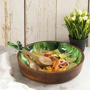 Dernier modèle de bols de service à salade modernes jetables en bois de manguier et d'acacia, vaisselle de fête, artisanat, prix de gros usine - Product Image 5