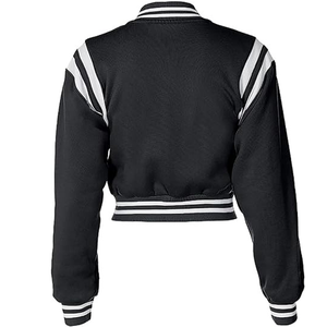 เสื้อแจ็คเก็ตวาร์ซิตี้แบบครอปสำหรับผู้หญิง ปักโลโก้ คุณภาพสูง ทำจากผ้าขนสัตว์ - Product Image 4