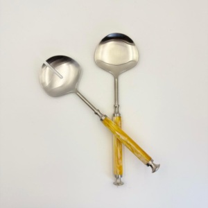 ชุดช้อนเสิร์ฟโลหะสแตนเลสพร้อมด้ามจับเรซิ่น ชุดอุปกรณ์เสิร์ฟสลัดโลหะคุณภาพพรีเมียม ขายดี - Product Image 2