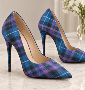 Tacones Altos Escoceses con Estampado Tartán para Mujer, Personalizados, para Bodas y Fiestas, Fabricante OEM - Product Image 1
