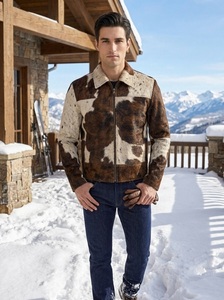 Premium Real Cowhide <b>Leather</b> <b>Jacket</b> Men Western Style Hair On Hide Coat Custom Handmade <b>Winter</b> Fashion Outerwear Direct Factory - Product Image 6