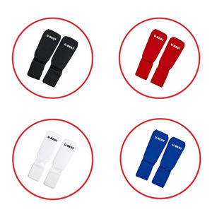 Protège-tibias de karaté U-best bleus, équipement de protection respirant et durable avec coussinets, unisexe, en polyester - Product Image 2