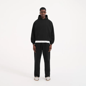 OEM New Fashion Track Suits French Terry Hoodie Set Mens <b>Blank</b> Heavy <b>Weight</b> Thick Fleece Cotton Oversized Tracksuits for Unisex - Product Image 2