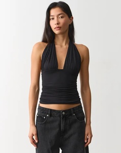 Women's Halter Neck Formal <b>Top</b> Sexy Backless Tank <b>Tops</b> Sleeveless Summer Loose Fit Satin Front Office <b>Tops</b> Custom Halter Blouse - Product Image 6