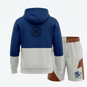 Sweat à capuche pour homme avec broderie de logo personnalisée de haute qualité - Ensemble court en molleton imprimé tendance, design à capuche personnalisable - Product Image 2