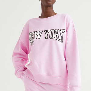 Nouvelle arrivée, sweat-shirt oversize en molleton uni pour femmes, impression de logo personnalisée, manches longues, vêtements décontractés légers - Product Image 5