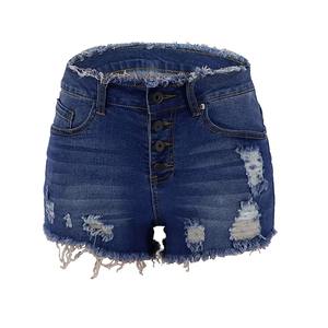 Shorts de Mezclilla de Cintura Alta para Mujer, a la Moda, Casuales de Verano, Super Desgastados, Personalizables - Product Image 1