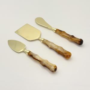 Juego de cuchillos para queso con acabado dorado premium, moderno, con mango de resina, juego de cubiertos para servir queso con acabado dorado de acero inoxidable para el hogar - Product Image 4