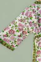 Kimono 100% coton imprimé au bloc, peignoir floral pour femme, idéal printemps-été, motif floral d'inspiration indienne pour la plage et Noël