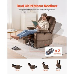 Fauteuil inclinable électrique à double moteur avec massage chauffant pour personnes âgées, 2 porte-gobelets et port USB - Product Image 3