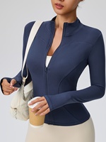 Veste de yoga pour femme, fermeture éclair intégrale, coupe ajustée, veste de sport pour la gym, manches longues, entraînement, course à pied, fitness, vêtements de sport, logo personnalisé, OEM, ODM, privée