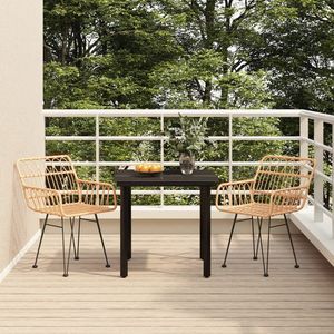 Set da Pranzo da Giardino in Rattan Nero per 2 Persone, Struttura in Metallo, Arredamento Esterno Contemporaneo Resistente alle Intemperie - Product Image 3