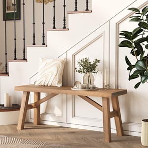 Mango Wood Rustic <b>Bench</b> with Iron <b>Legs</b> | Handcrafted Wholesale Furniture - Product Image 6