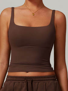 <b>Women</b> Sports Wear Sexy Sling U-Shaped Beautiful <b>Back</b> Fitness Vest Workout Top With Breast Pads Custom Lady Gym Yoga Tank Top - Product Image 1