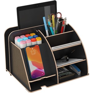 Brass Pen Organizer Holder with Phone Stand-Minimalist Design Office Equipment for <b>Art</b> Supply Storage - Product Image 2