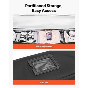 Borsa da sci da Snowboard imbottita da 65 pollici/165 cm 600D impermeabile In tessuto Oxford cinghie interne regolabili per viaggi aerei-bastoncini da sci neri - Product Image 6