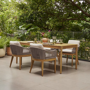Contemporary Outdoor <b>Garden</b> <b>Set</b> 4 Seater Solid Teak Weather Resistant Cushions Non-Foldable ARDENA AGS-123 - Product Image 1