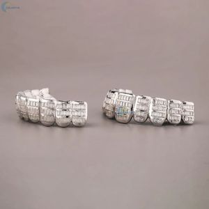 Grillz dentaire en moissanite taille baguette VVS1, en argent sterling 925, personnalisé, entièrement serti de moissanite, bijoux hip-hop, prix d'usine - Product Image 2