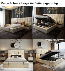 Luxury Italian Bedroom Queen <strong>King</strong> <strong>Size</strong> <strong>Bed</strong> Leather Metal <strong>Beds</strong> <strong>Set</strong> Modern Velvet Tufted Upholstered <strong>Beds</strong> With Storage - Product Image 4