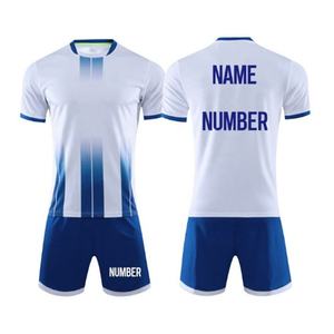 Ensemble de maillot de football pour hommes, dégradé turquoise, imprimé par sublimation, jersey tricoté à séchage rapide, short, col rond, style sportif d'été - Product Image 3