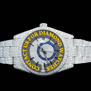 Fully Iced White Gold Moissanite Diamond Chronograph Dial With Classic Features Trendy Unisex Branded Collection Fashion Watch - Product Image 4