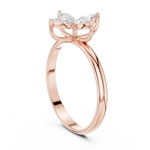 Bague de fiançailles en or rose avec diamant moissanite taille marquise motif floral pour femme, bague minimaliste fleurie pour mariage, anniversaire ou promesse - Product Image 3