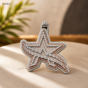 Pendentif personnalisé en moissanite, plaqué or rose, micro-pavé, diamant rond brillant, pendentifs de luxe unisexes - Product Image 1