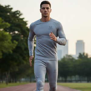 Ensemble de sport pour homme, survêtement de compression sans couture, haute élasticité, pour la gym et le jogging, couleur et taille personnalisables, directement de l'usine - Product Image 6