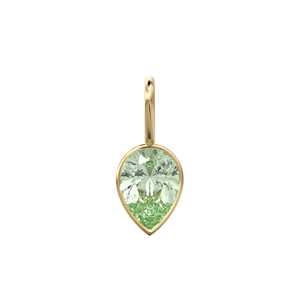Colgante de oro macizo amarillo de 14k con prasiolita, bisel para joyería / Piedra de nacimiento de agosto / Gema de amatista verde de 7mm / Forma de pera - Product Image 1