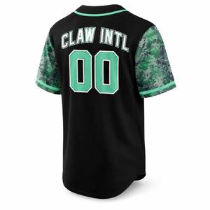 Maillot de baseball Claw Intl noir et vert à manches imprimées numériquement, anti-humidité, anti-UV, respirant, grande taille, unisexe, pour adulte - Product Image 4