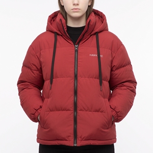 Women's Red <b>Quilted</b> Puffer Jacket Hooded Winter Coat Full Sleeve <b>Thick</b> Polyester Wadding Regular Fit Solid Color - Product Image 4