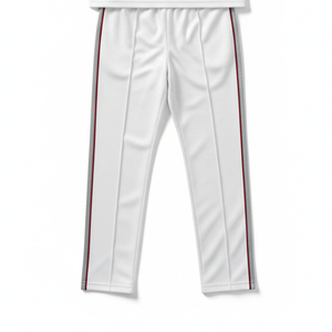 Custom <b>Cricket</b> Uniform Sublimation Team Jersey Trousers Set Men's <b>White</b> Red Stripe Moisture Wicking Rugby Apparel All Seasons - Product Image 4