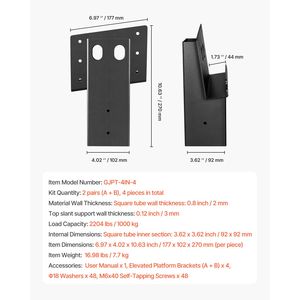 ขายึดสำหรับบังแดดกันแดดกลางแจ้งสำหรับกวาง ขนาด 3.6x3.6 เมตร รองรับโครงเหล็กขนาด 3.5x3.5/88.9x88.9 เมตร รับน้ำหนักได้ 2204 ปอนด์/1000 กิโลกรัม - Product Image 3