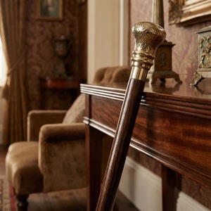 Natural Wooden Eco-Friendly Polished Brass Handle Rustic Modern Walking Sticks Canes for Gifts - Product Image 3