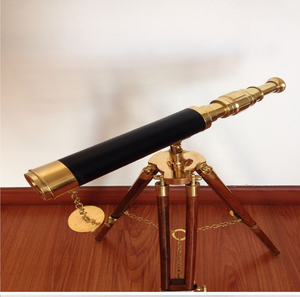 Antique brass field binoculars with textured <b>black</b> leather grip and leather strap, available at wholesale prices. - Product Image 4