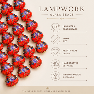 Premium Handmade Lampwork Glass Heart <b>Beads</b> 18mm Colorful Designer Craft <b>Beads</b> for Jewelry Making DIY Art Necklace Bracelet - Product Image 1