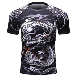 Rashguard OEM ODM Rash Guard Men Sublimation <b>Printed</b> Spandex Bjj Rash Guard Gym <b>Surfing</b> Diving Rashguard Compression Shirt - Product Image 4