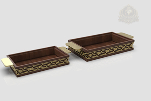 Bandeja de Servicio de Madera de Lujo con Asa Dorada, Bandeja para Café, Bandeja de Hospitalidad Majlis, Bandeja de Servicio para Hoteles y Restaurantes, Diseño Premium Palestino - Product Image 3