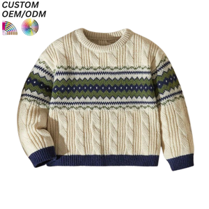 Pull en tricot respirant anti-boulochage en mélange polyester/coton écologique pour garçons, idéal pour l'hiver – Vente en gros OEM/ODM - Product Image 1