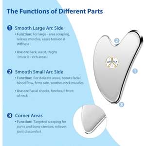 Juego de 2 herramientas faciales de acero inoxidable para raspado Gua Sha, herramientas de masaje corporal y facial, juego GuaSha para rostro, cuello y piel. - Product Image 2