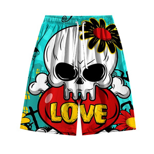 Bañadores de hombre con estampado de manos de esqueleto blancas, parte delantera de lona tejida, sublimación, secado rápido, cintura media, estilo urbano - Product Image 4