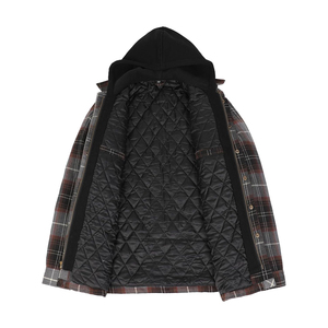 Top New Men's Flannel Double Layer Hoody Latest Designs Zip Up 2 Pocket Style Long String Cotton Flannel Hoodies - Product Image 3